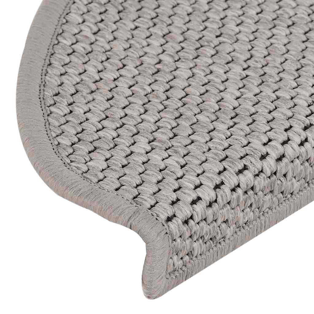 Stair Mats Self-adhesive Sisal-Look 15 pcs 65x21x4 cm Silver