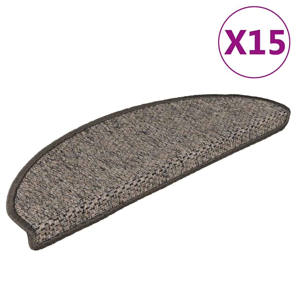 Stair Mats Self-adhesive Sisal-Look 15 pcs 65x21x4 cm Brown Beige
