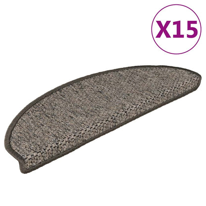 Stair Mats Self-adhesive Sisal-Look 15 pcs 65x21x4 cm Brown Beige