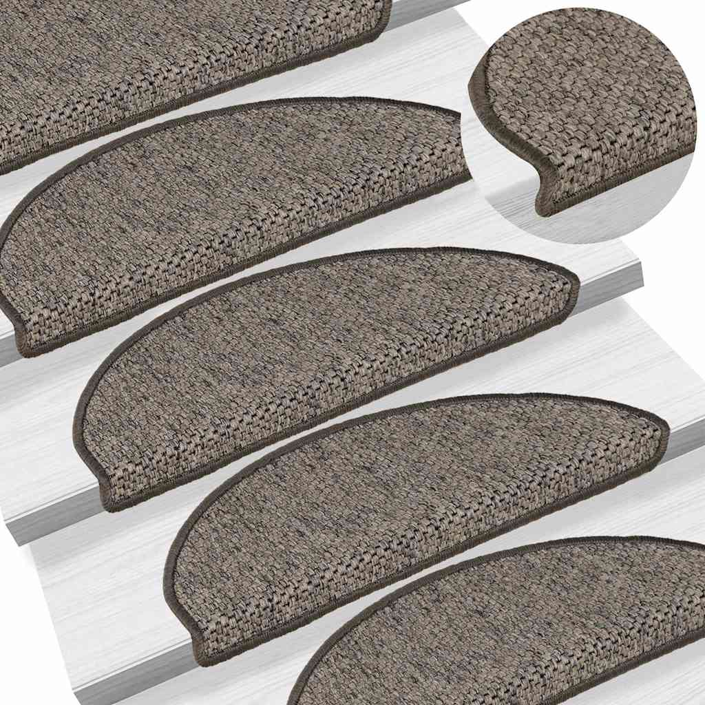 Stair Mats Self-adhesive Sisal-Look 15 pcs 65x21x4 cm Brown Beige