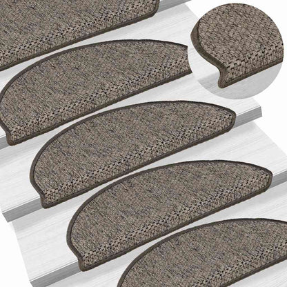 Stair Mats Self-adhesive Sisal-Look 15 pcs 65x21x4 cm Brown Beige