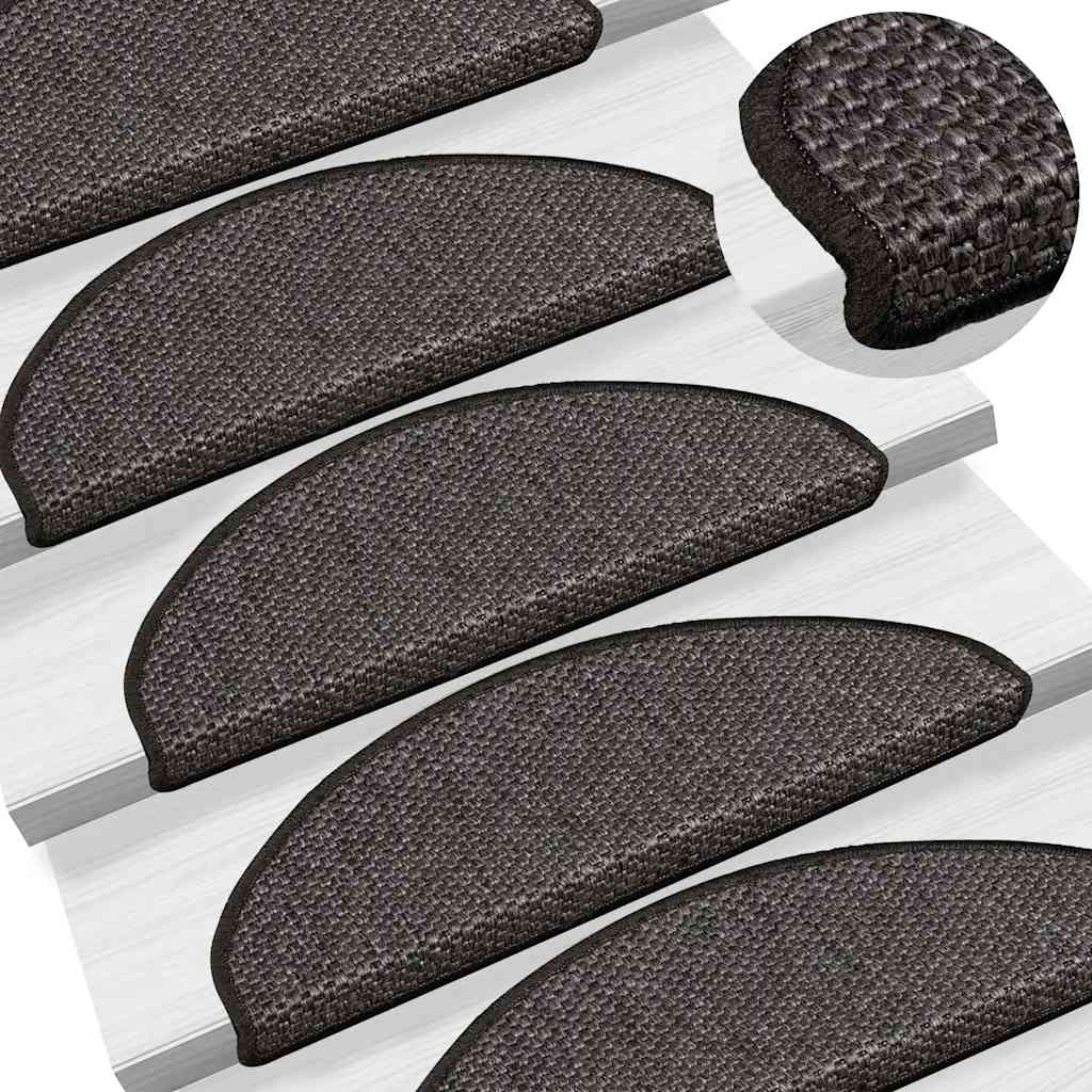 Stair Mats Self-adhesive Sisal-Look 15 pcs 65x21x4 cm Anthracite