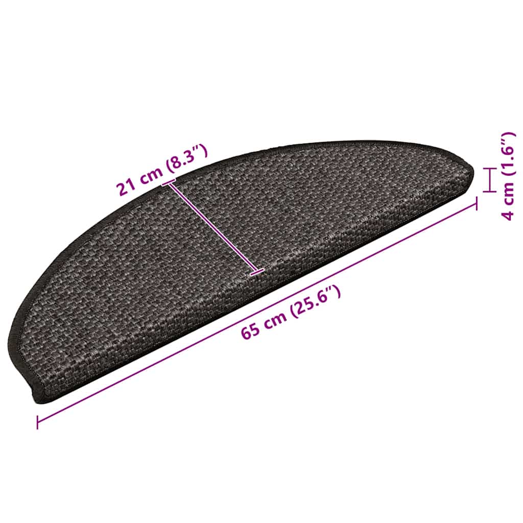 Stair Mats Self-adhesive Sisal-Look 15 pcs 65x21x4 cm Anthracite