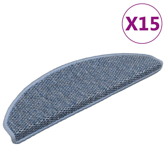 Stair Mats Self-adhesive Sisal-Look 15 pcs 65x21x4 cm Blue