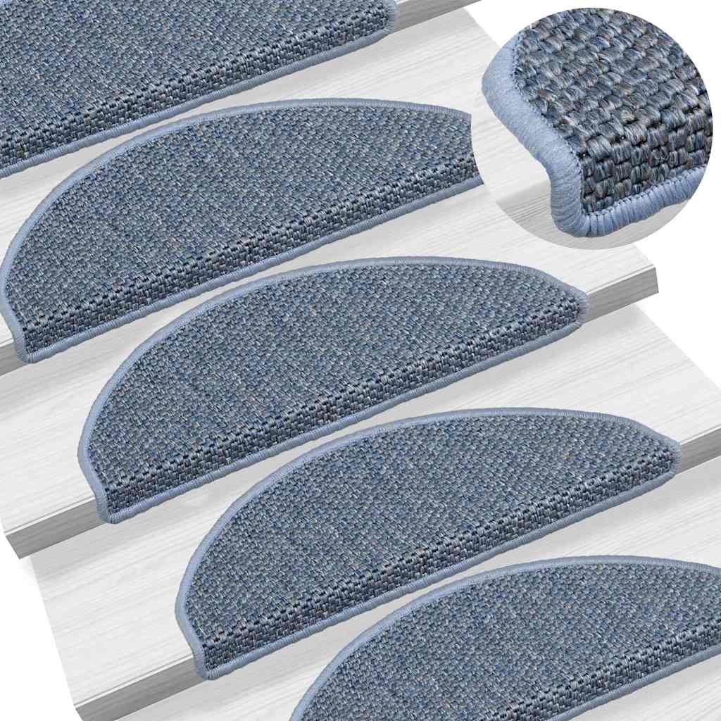 Stair Mats Self-adhesive Sisal-Look 15 pcs 65x21x4 cm Blue