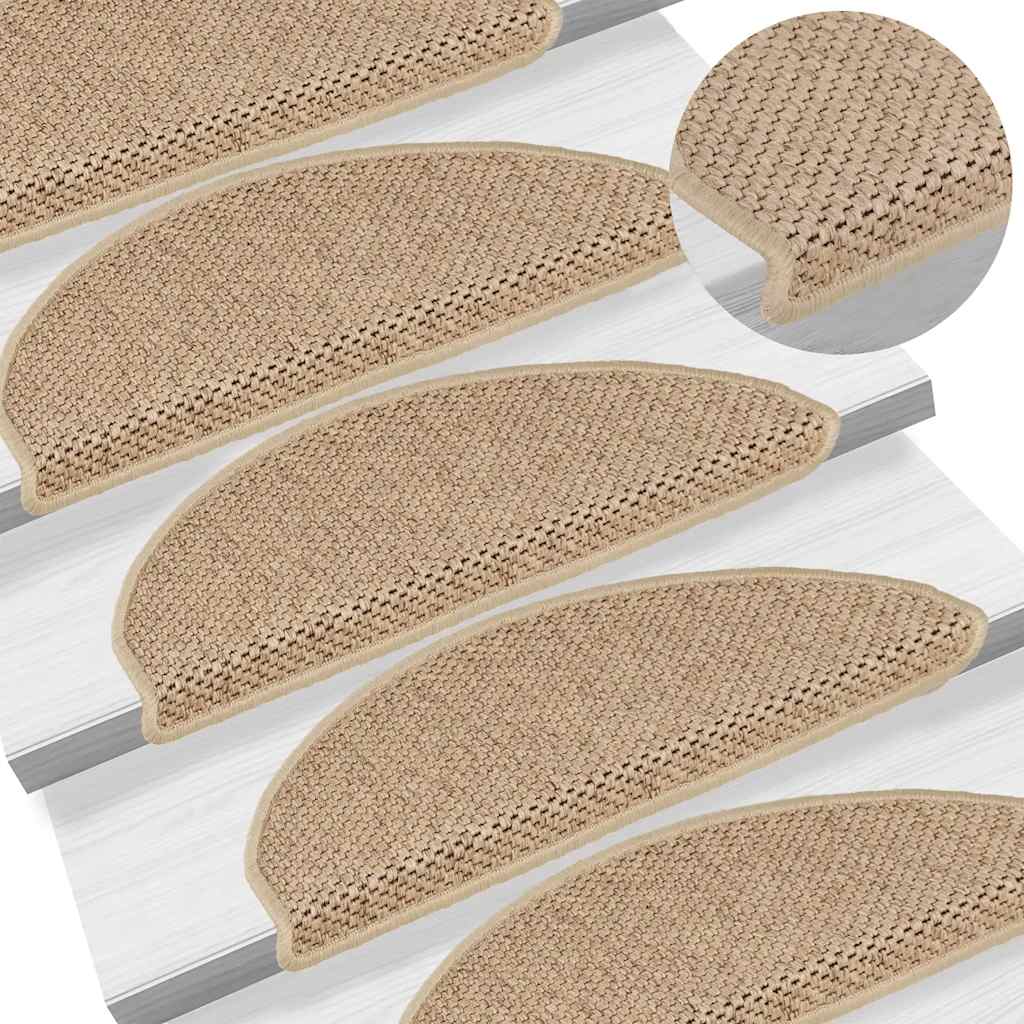 Stair Mats Self-adhesive Sisal-Look 15 pcs 65x21x4 cm Sand