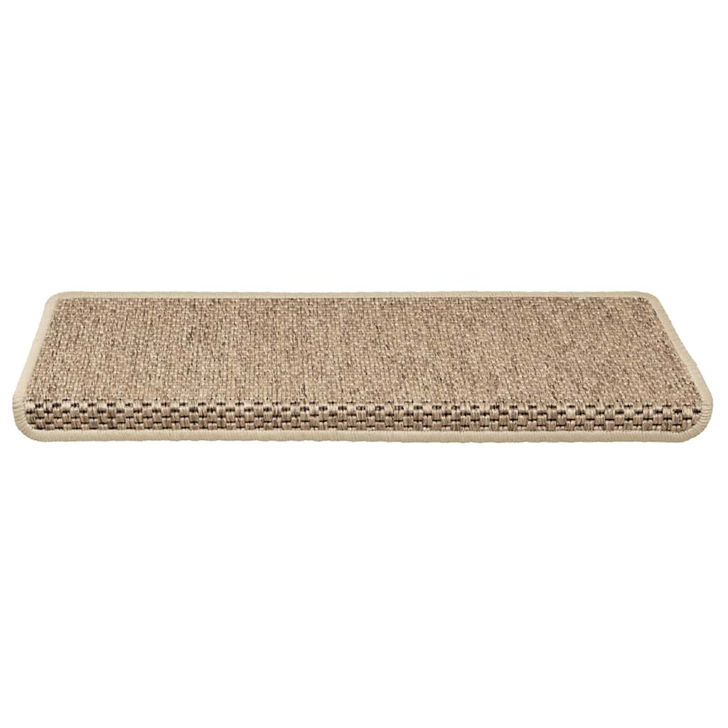 Stair Mats Self-adhesive Sisal-Look 15 pcs 65x21x4 cm Sand