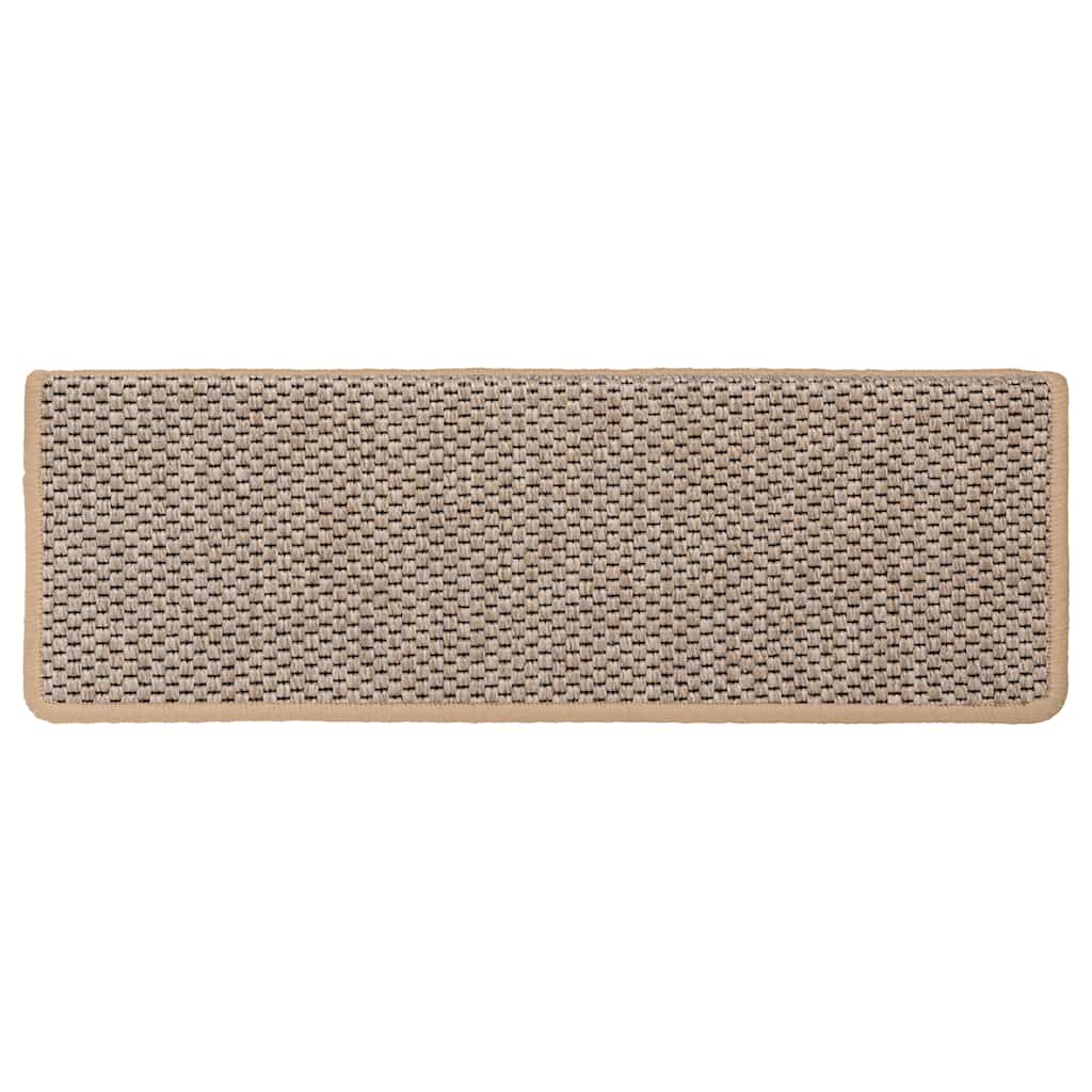 Stair Mats Self-adhesive Sisal-Look 15 pcs 65x21x4 cm Light Beige