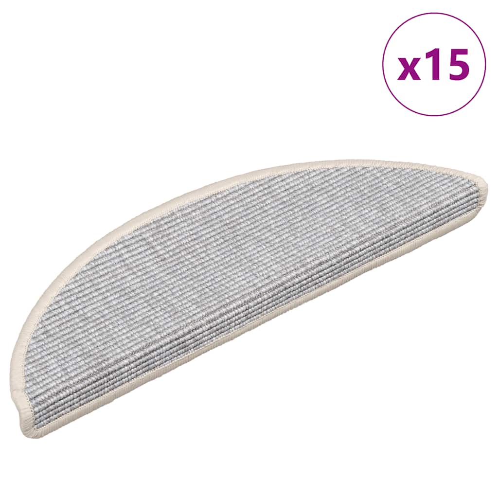 Stair Mats 15 pcs 56x17x3 cm Silver Half Round