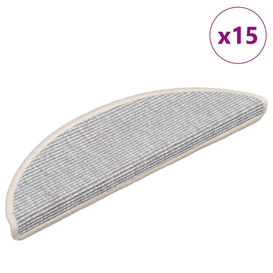 Stair Mats 15 pcs 56x17x3 cm Silver Half Round