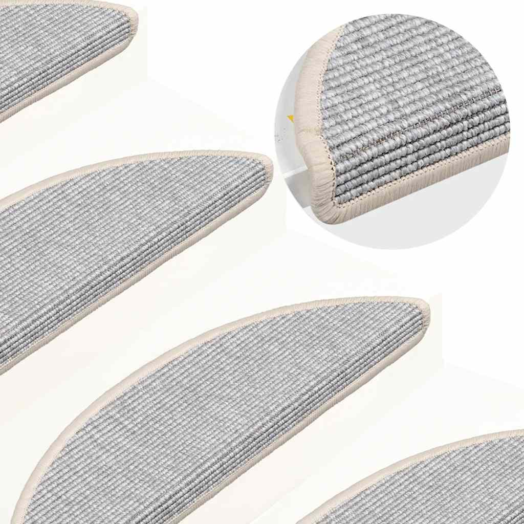 Stair Mats 15 pcs 56x17x3 cm Silver Half Round