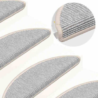 Stair Mats 15 pcs 56x17x3 cm Silver Half Round