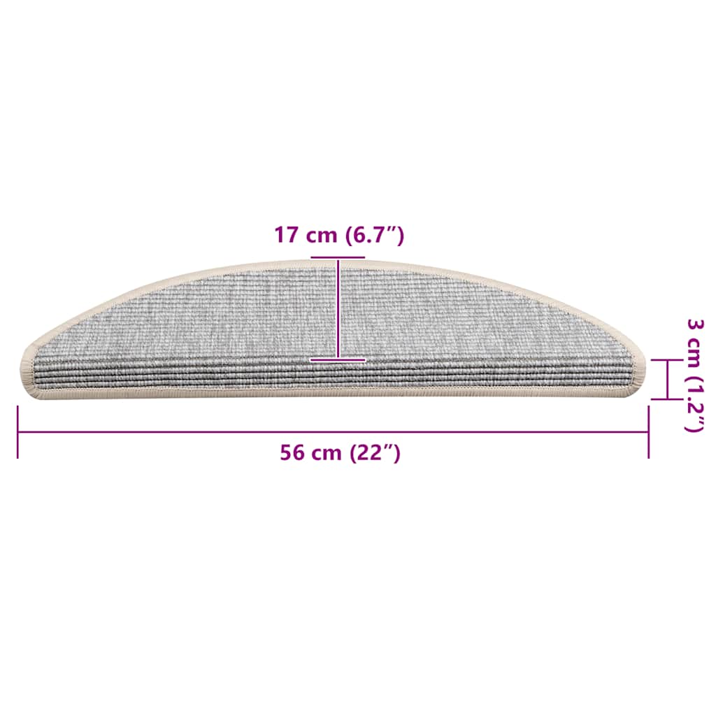 Stair Mats 15 pcs 56x17x3 cm Silver Half Round