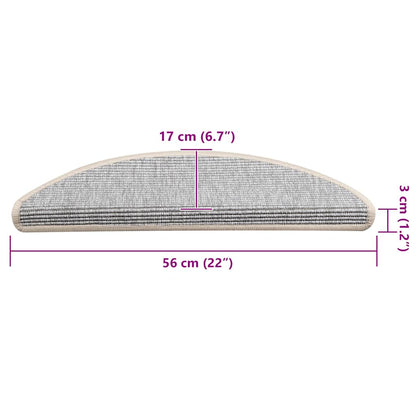 Stair Mats 15 pcs 56x17x3 cm Silver Half Round