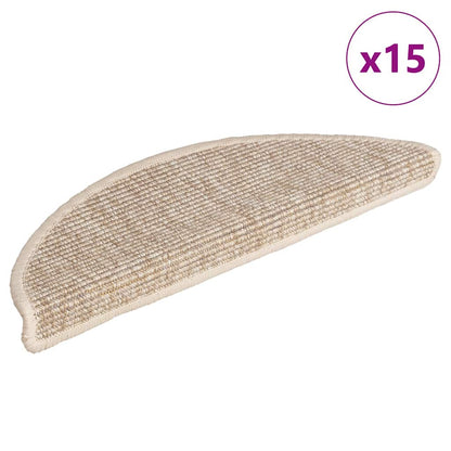 Stair Mats 15 pcs 56x17x3 cm Light Beige Half Round