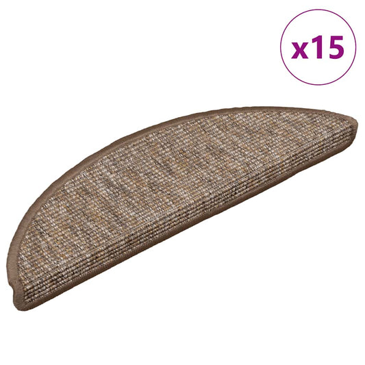 Stair Mats 15 pcs 56x17x3 cm Light Brown Half Round