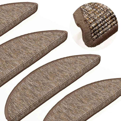Stair Mats 15 pcs 56x17x3 cm Light Brown Half Round