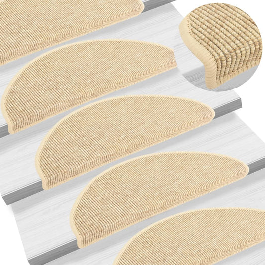 Stair Mats 15 pcs 65x21x4 cm Light Beige Half Round Large