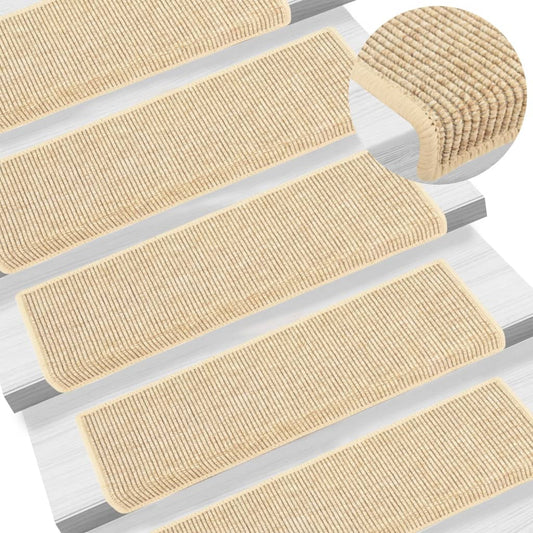 Stair Mats 15 pcs 65x21x4 cm Light Beige Rectangular Edge
