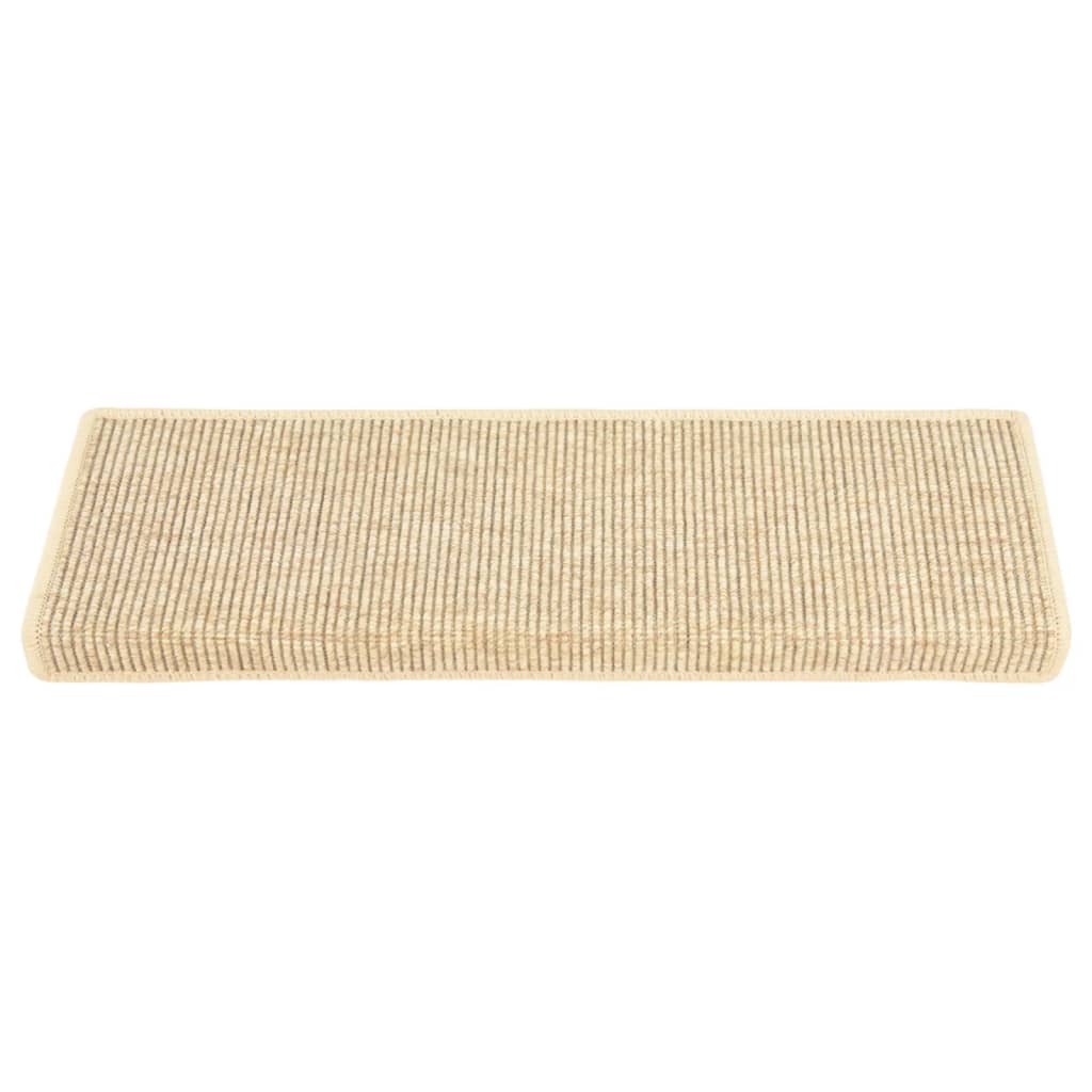 Stair Mats 15 pcs 65x21x4 cm Light Beige Rectangular Edge