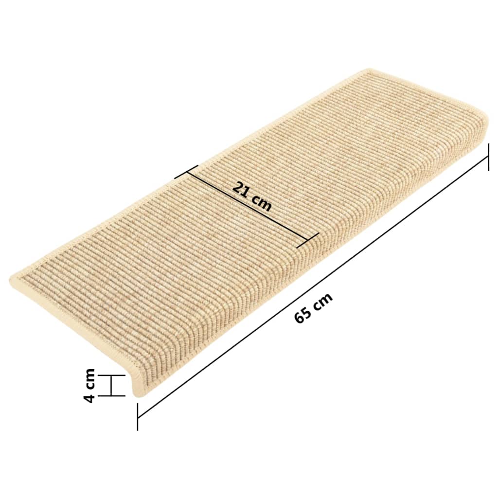Stair Mats 15 pcs 65x21x4 cm Light Beige Rectangular Edge