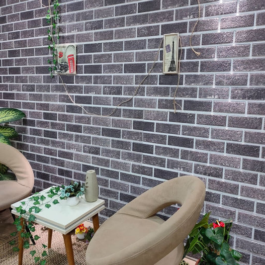 3D Wall Panels with Black & Grey Brick Design 10 pcs EPS