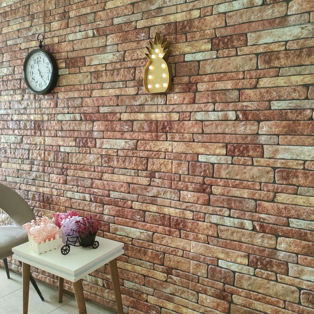 3D Wall Panels with Brown Brick Design 10 pcs EPS