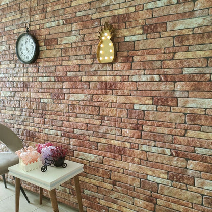 3D Wall Panels with Brown Brick Design 10 pcs EPS