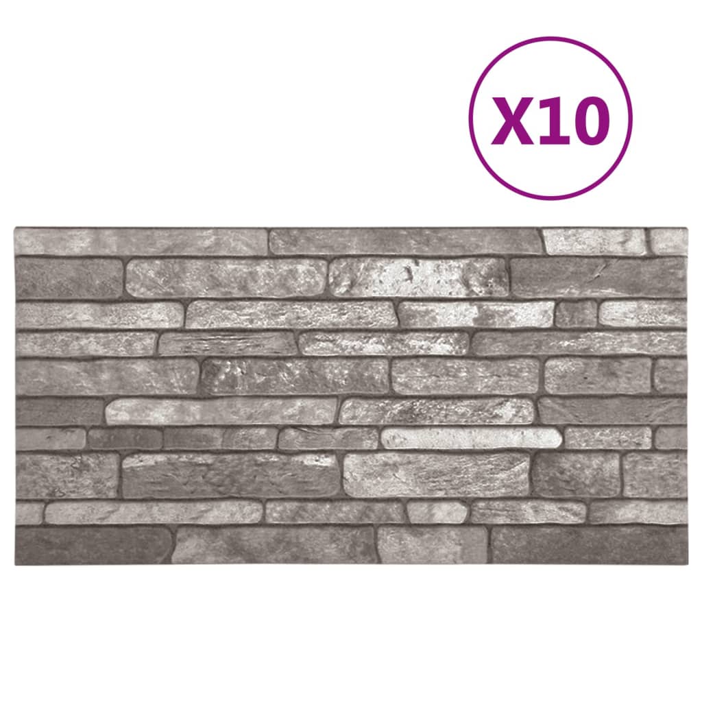 3D Wall Panels with Dark Grey Brick Design 10 pcs EPS