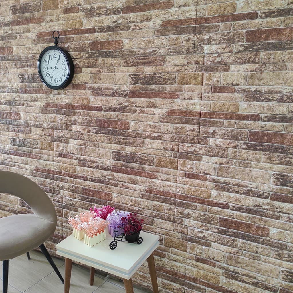 3D Wall Panels with Multicolour Brick Design 10 pcs EPS