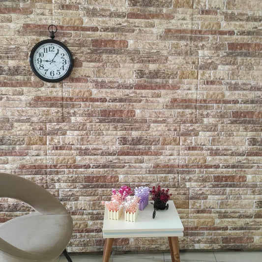 3D Wall Panels with Multicolour Brick Design 10 pcs EPS