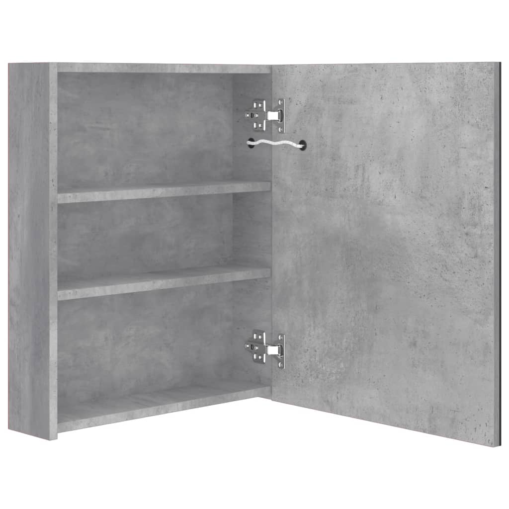 LED Bathroom Mirror Cabinet Concrete Grey 50x14x60 cm
