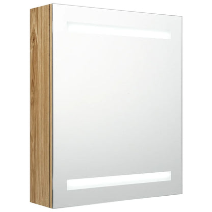 LED Bathroom Mirror Cabinet Oak 50x14x60 cm