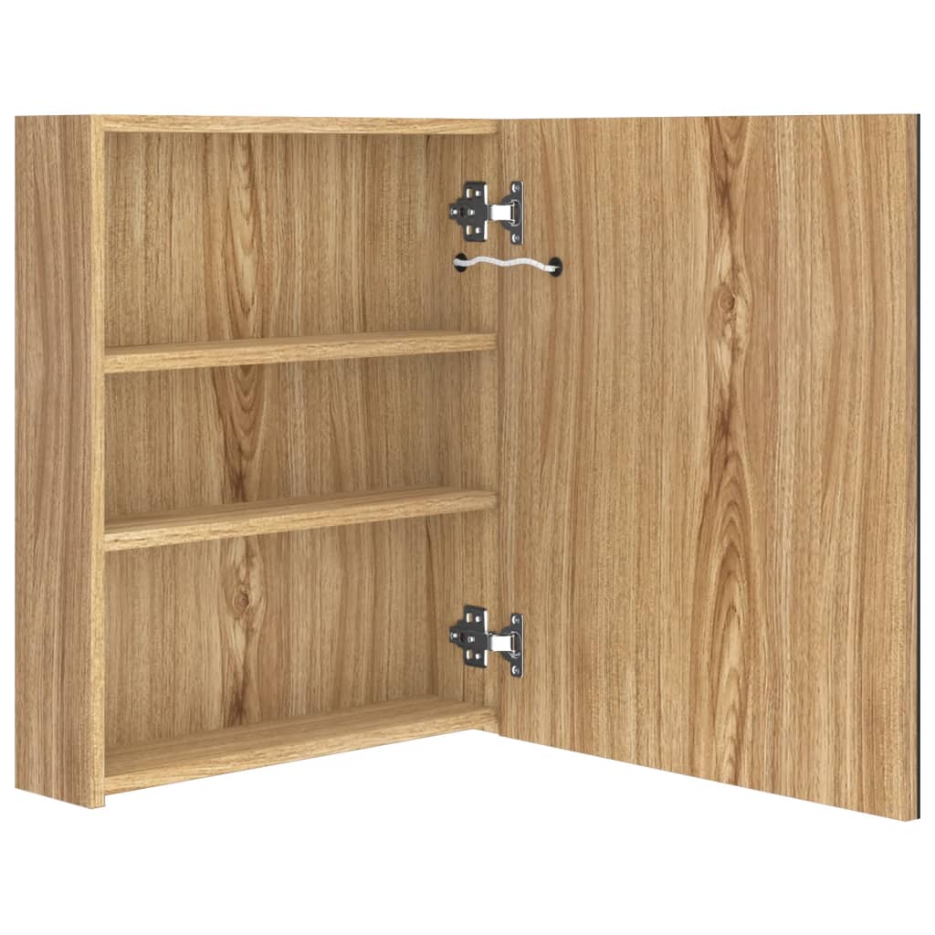 LED Bathroom Mirror Cabinet Oak 50x14x60 cm