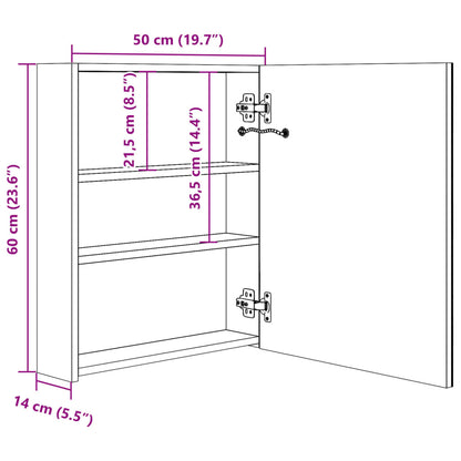 LED Bathroom Mirror Cabinet Anthracite 50x14x60 cm