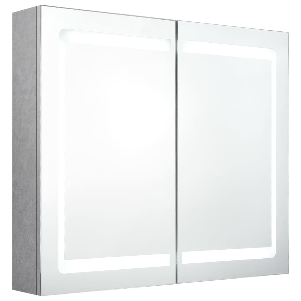 LED Bathroom Mirror Cabinet Concrete Grey 80x12x68 cm