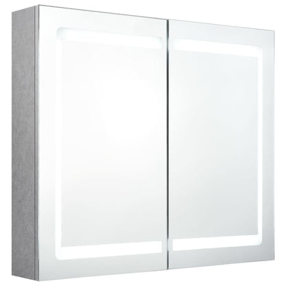 LED Bathroom Mirror Cabinet Concrete Grey 80x12x68 cm
