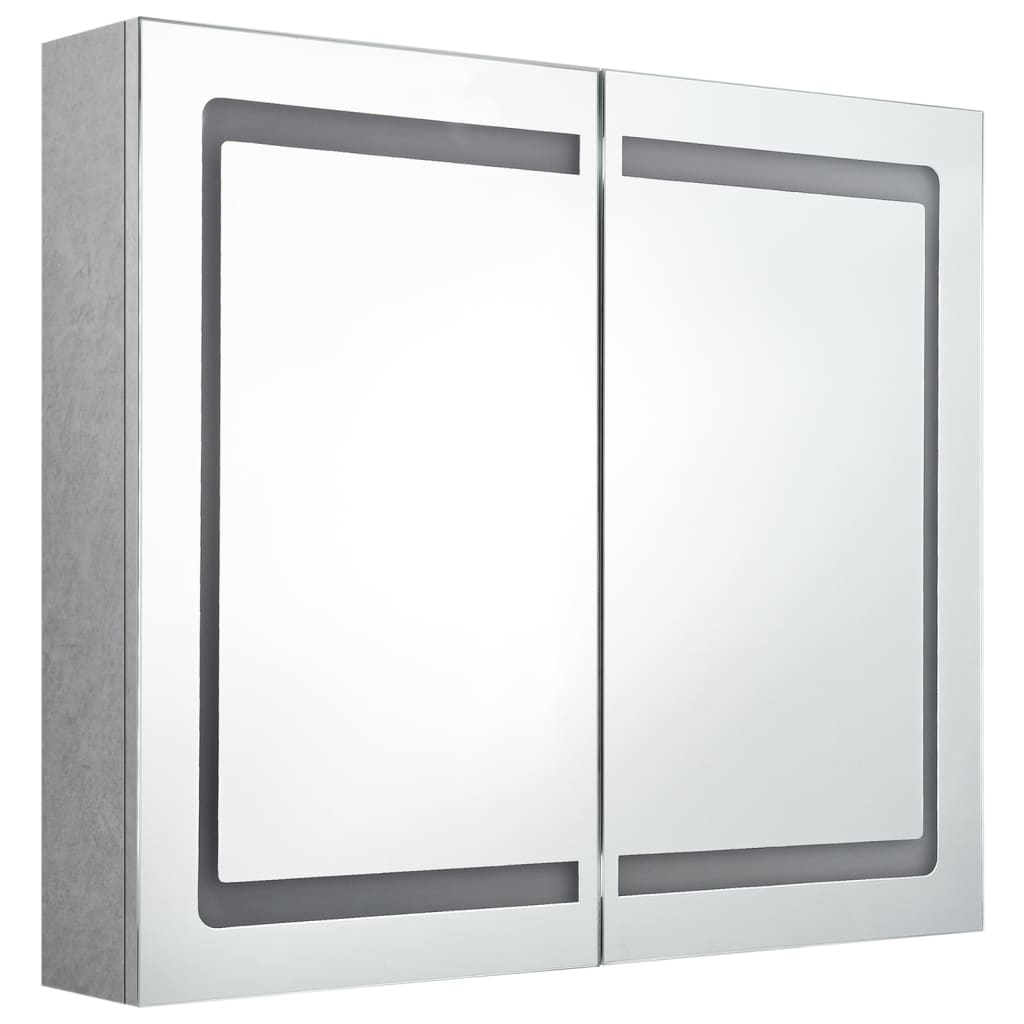 LED Bathroom Mirror Cabinet Concrete Grey 80x12x68 cm