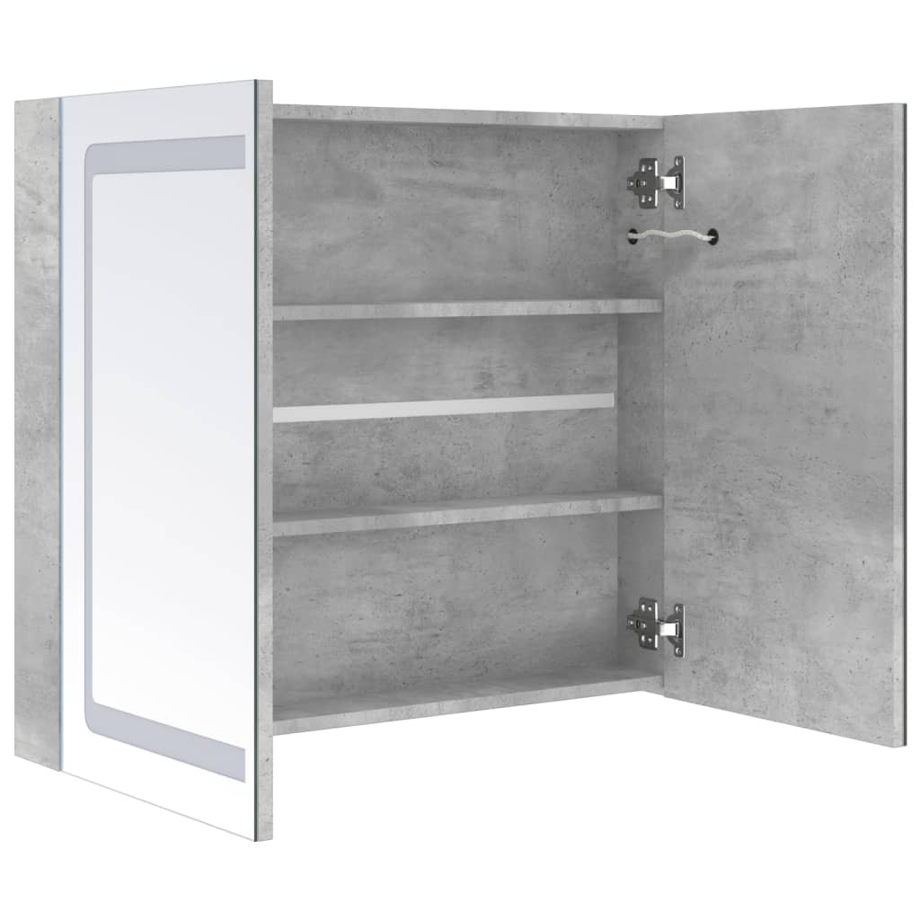 LED Bathroom Mirror Cabinet Concrete Grey 80x12x68 cm