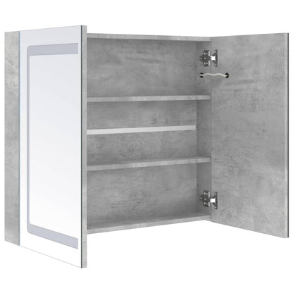 LED Bathroom Mirror Cabinet Concrete Grey 80x12x68 cm