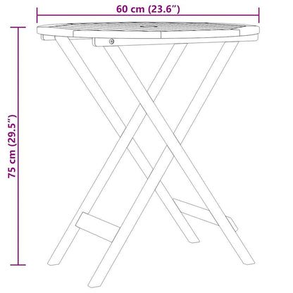 Folding Garden Table Ø60x75 cm Solid Eucalyptus Wood