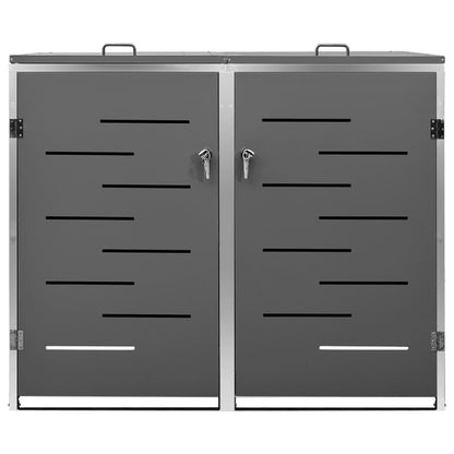 Double Wheelie Bin Shed 138x77.5x112.5 cm Stainless Steel