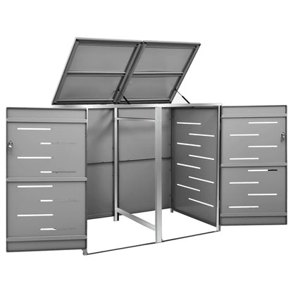 Double Wheelie Bin Shed 138x77.5x112.5 cm Stainless Steel