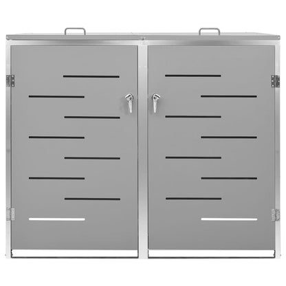 Double Wheelie Bin Shed 138x77.5x112.5 cm Stainless Steel