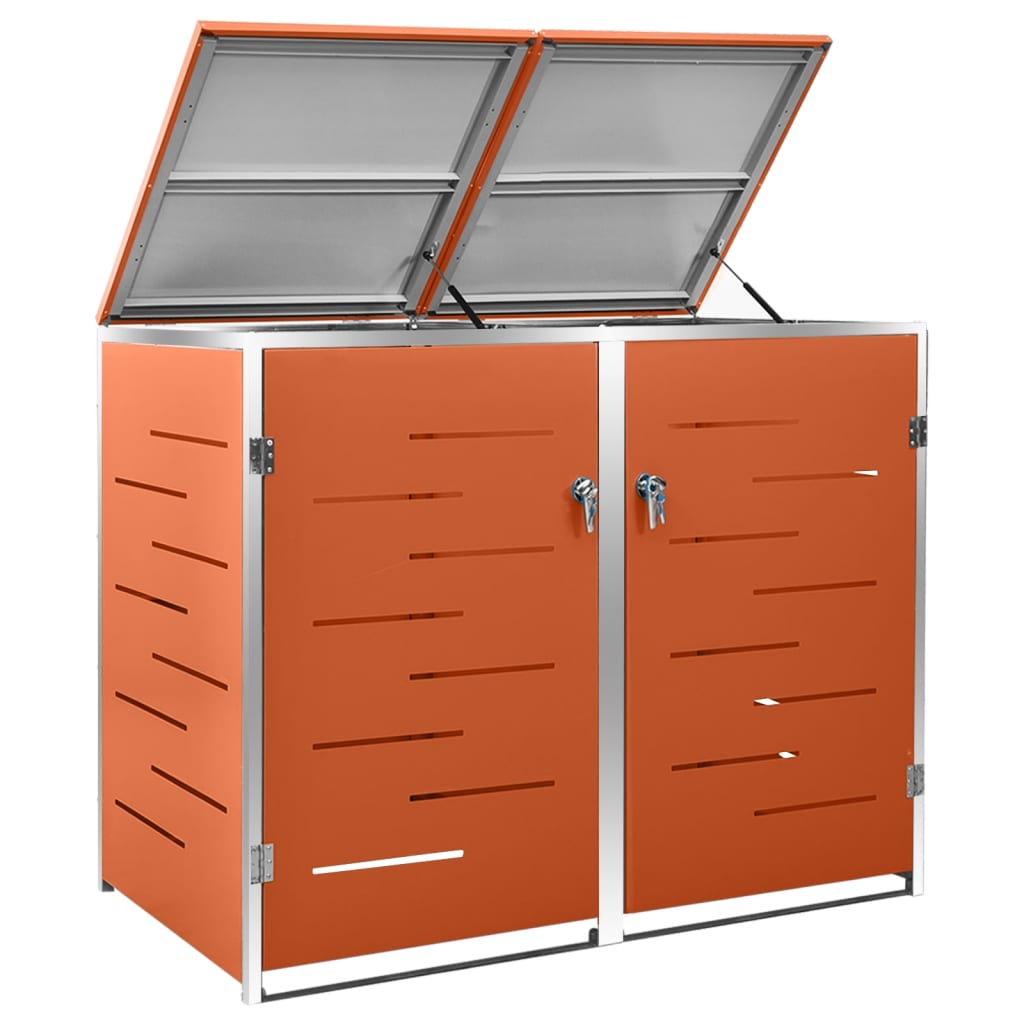 Double Wheelie Bin Shed 138x77.5x112.5 cm Stainless Steel