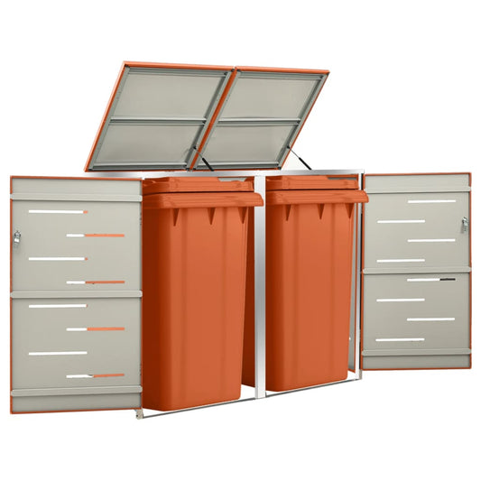 Double Wheelie Bin Shed 138x77.5x112.5 cm Stainless Steel