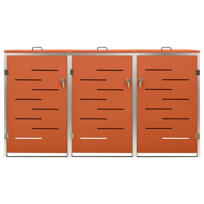 Triple Wheelie Bin Shed 207x77.5x112.5 cm Stainless Steel