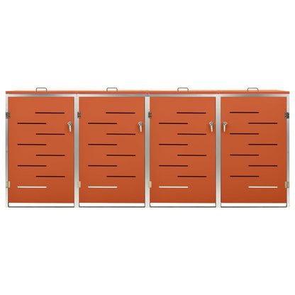 Quadruple Wheelie Bin Shed 276.5x77.5x112.5 cm Stainless Steel