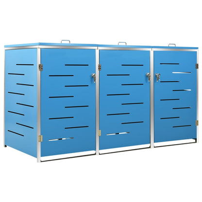 Triple Wheelie Bin Shed 207x77.5x112.5 cm Stainless Steel