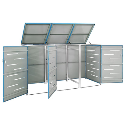 Triple Wheelie Bin Shed 207x77.5x112.5 cm Stainless Steel